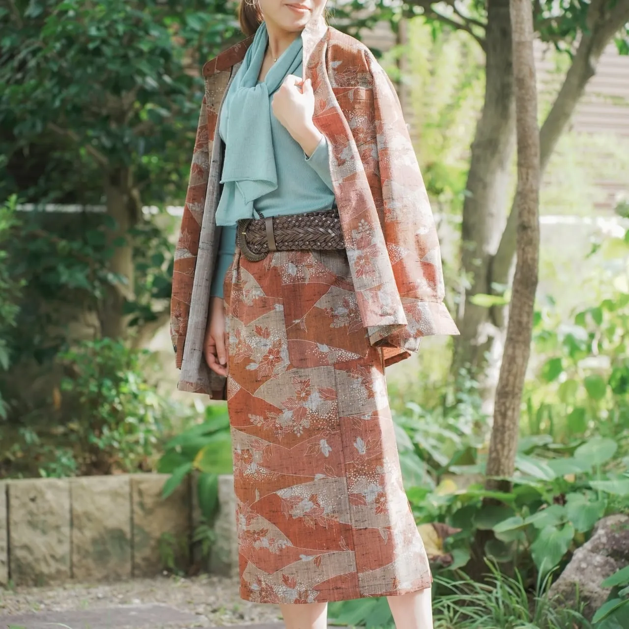 紬の着物からセットアップ