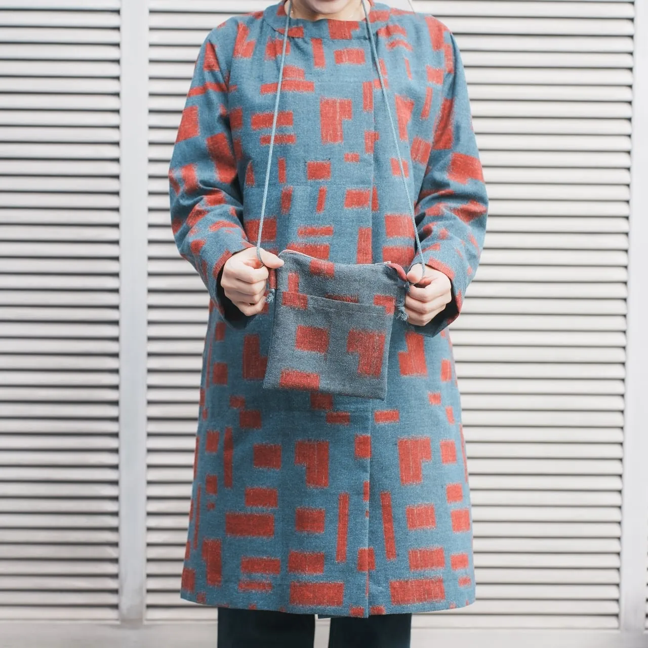 紬の着物からバンドカラーコート